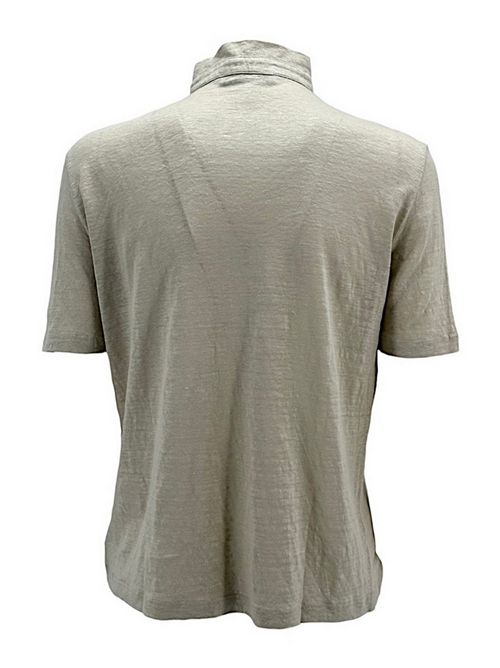 Natural linen polo shirt with stand-up collar La fileria | 60219-96800010